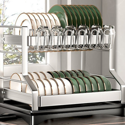 Multi-functional Stainless Steel Double-layer Dish Rack Cup Holder