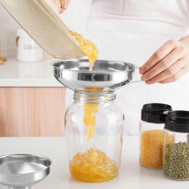 Canning Stainless Steel Wide Mouth Funnel S/L Size Hopper Transferring Oil Liquid Filter