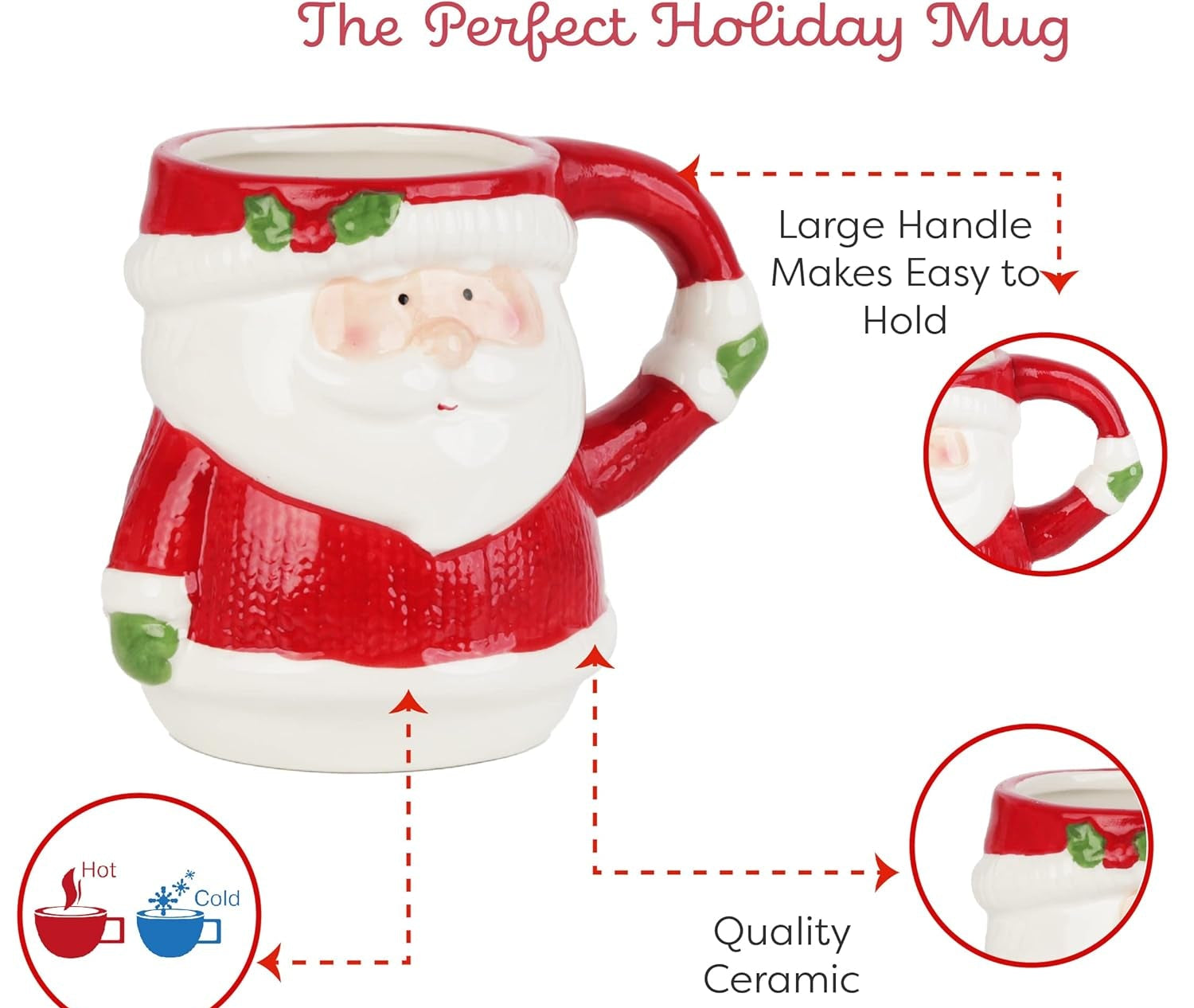 Christmas Holiday Winter Mugs 16Oz - Winter Santa Claus Mug