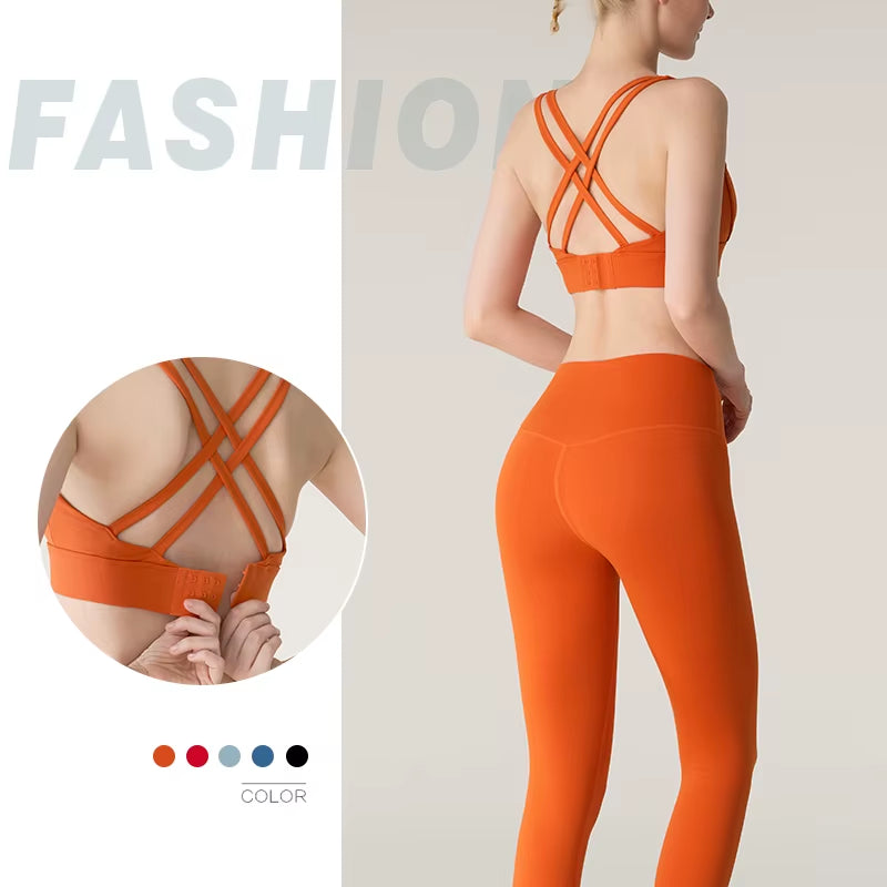 2 Piece Yoga Clothes Women'S Tracksuit Athletic Wear Pilates Fitness Suit Gym Workout Push up Clothes Sports Bra Leggings Suit