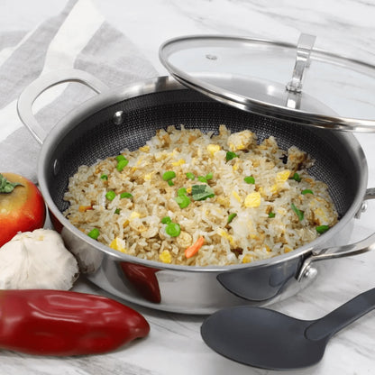 9-Inch 3-Ply Stainless Steel Nonstick Deep Fry Pan with Lid