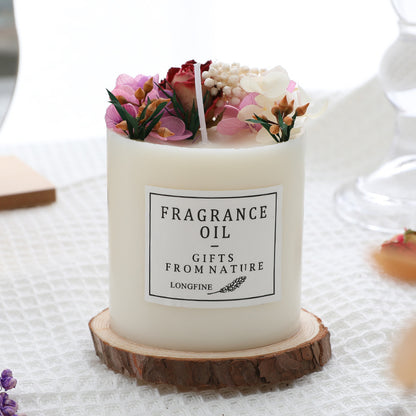 Artisan Scented Candle with Dried Flowers & Fragrance Oil