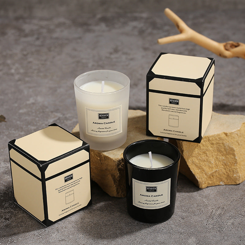 Aromatic Elegance Scented Candles - Frosted White & Black Glass