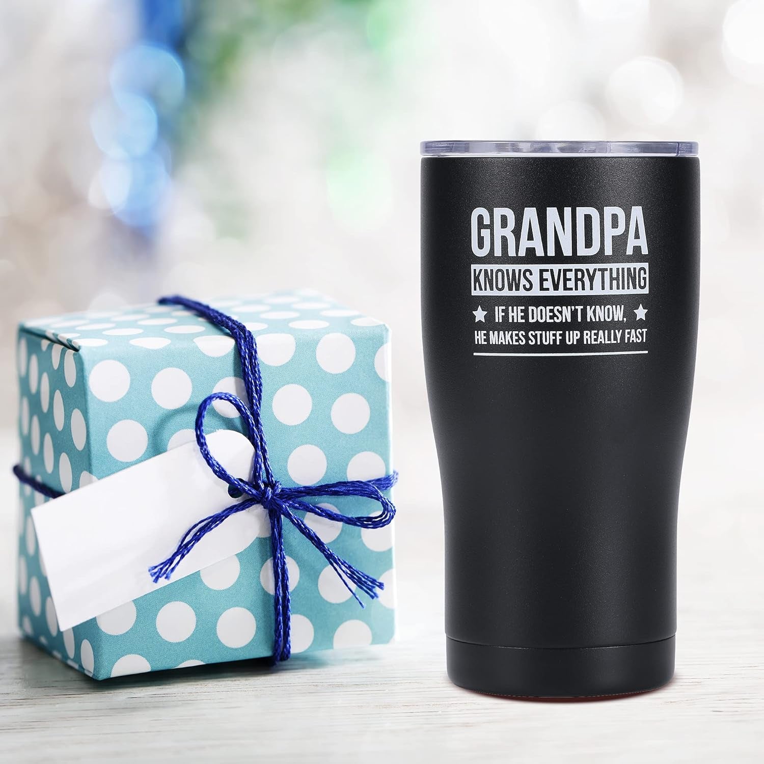 Grandpa Knows Everything, Grandpa Birthday, Best Grandpa Tumbler 20Oz (Black)