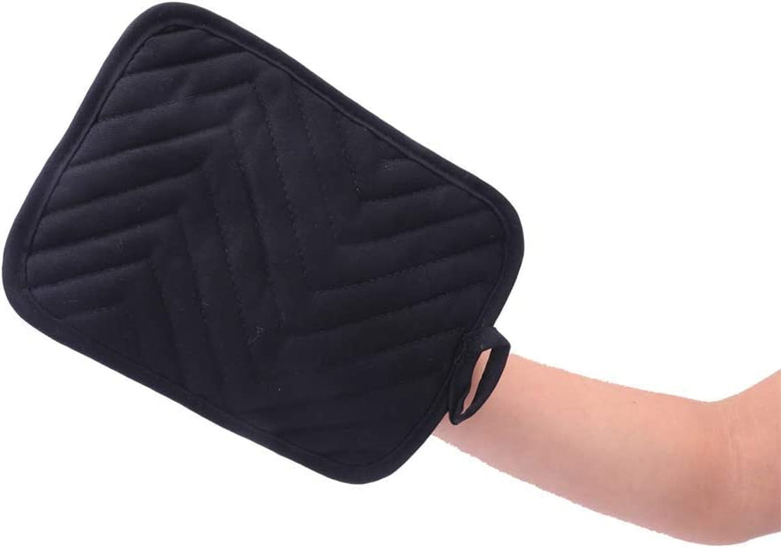 Cotton Pot Holders with Pocket, Heat Resistant Black Counter Table Hot Pads 