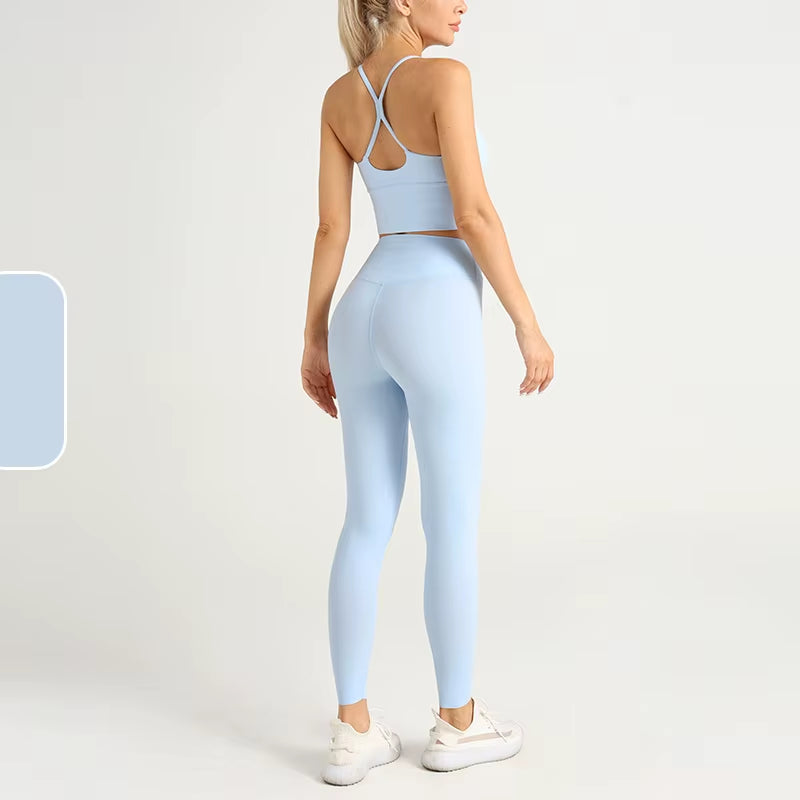 2 Piece Yoga Clothes Women'S Tracksuit Athletic Wear Pilates Fitness Suit Gym Workout Push up Clothes Sports Bra Leggings Suit