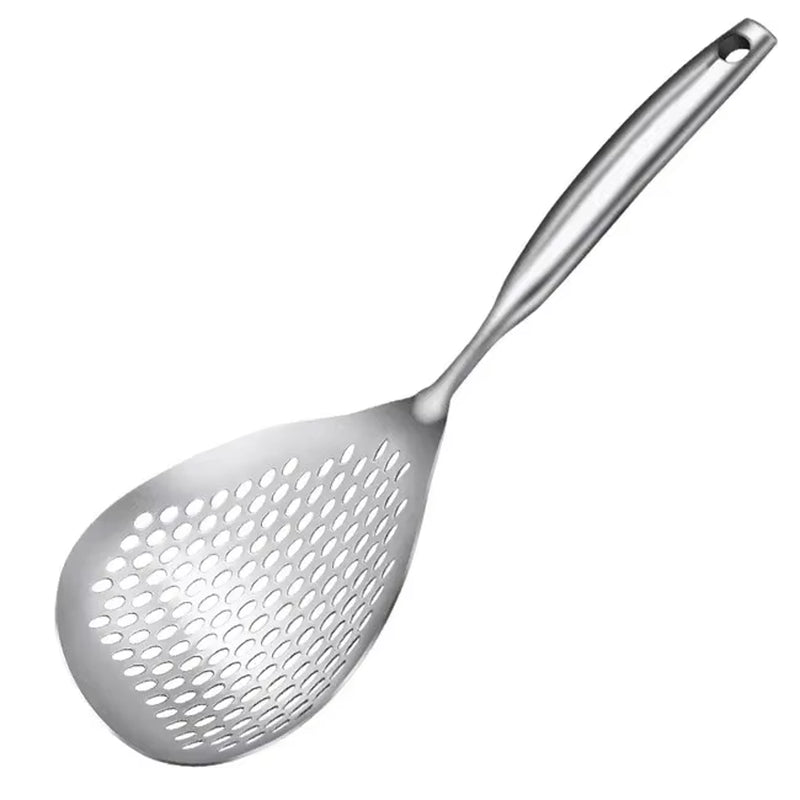 Stainless Steel Skimmer Strainer Slotted Ladle, Mesh Deep Fryer Oil Frying Scoop Colander Cooking Spoon