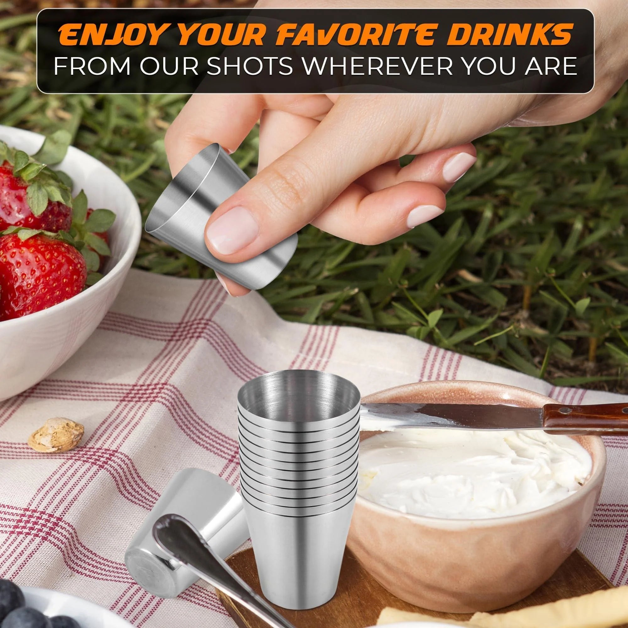 15Pcs Stainless Steel Shot Glasses Drinking Vessel Great Barware Gift, 30 ML 