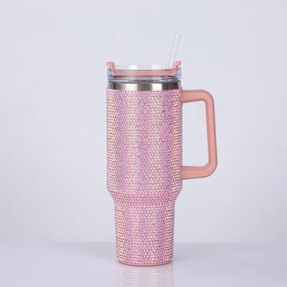 40 oz. Rhinestone Tumbler with Straw Stainless Steel