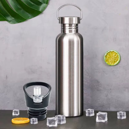 Stainless Steel Water Bottle with Straw for Gym Cycling Hiking Drinkware