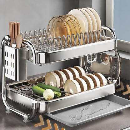Stainless Steel Dish Storage Rack Draining Plate Rack