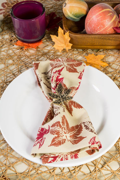Rustic Autumn Leaves Cotton Napkin Set – 6 Pack (20x20)