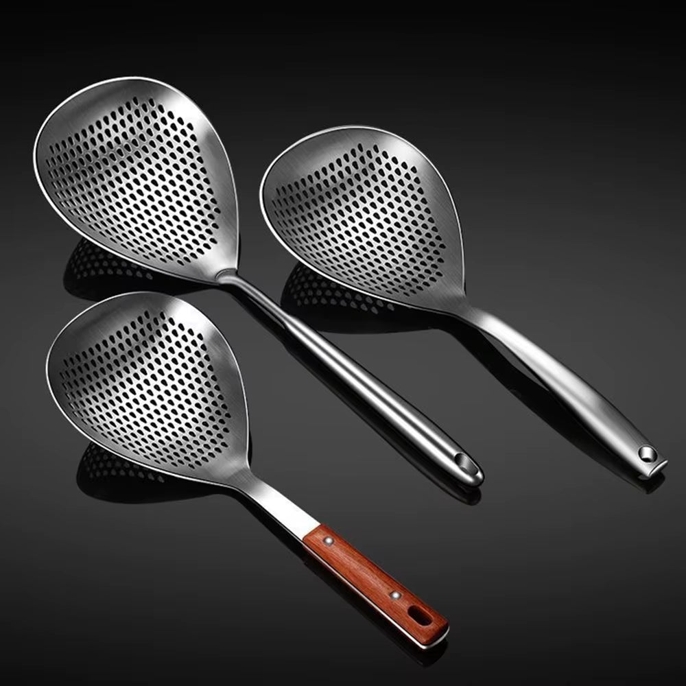 Stainless Steel Large Fine Holes Skimmer Long Handle French Fries Strainer Kitchen Utensils Cooking Tools
