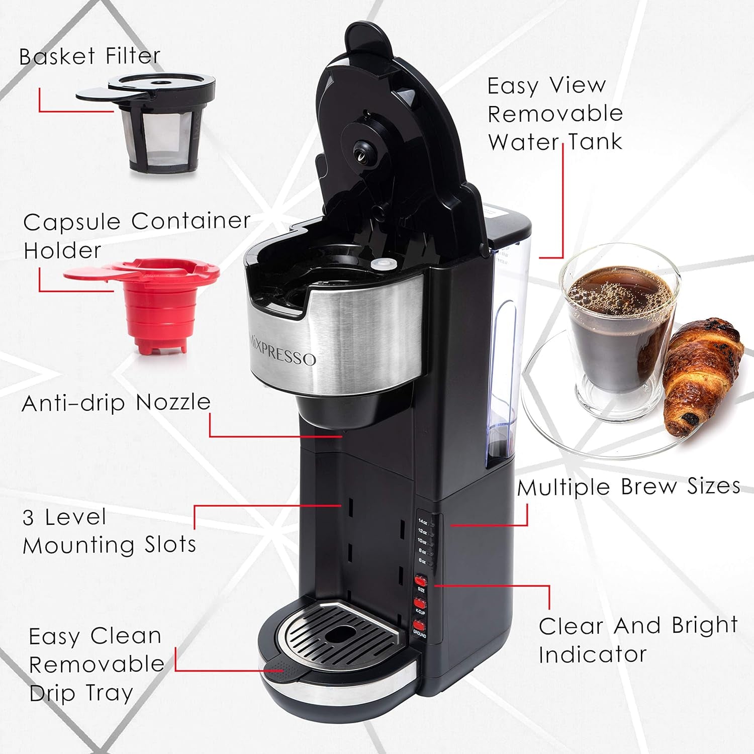 Coffee Maker – K-Cup & Ground Coffee Compatible