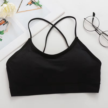Women Top Cross Strap Sports Bra Thin Push up Sport Bra Yoga Gym Crop Top Brassiere Fitness Tube Top Breathable Beauty Back Bras