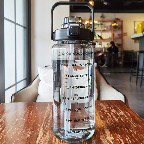 2 Liter Motivational Water Bottle with Time Markers and Straw: Crush Your Hydration Goals!