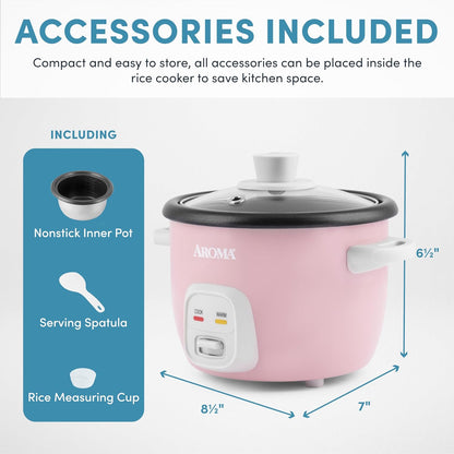 Housewares 4-Cups (Cooked) / 1Qt. Rice & Grain Cooker, Pink