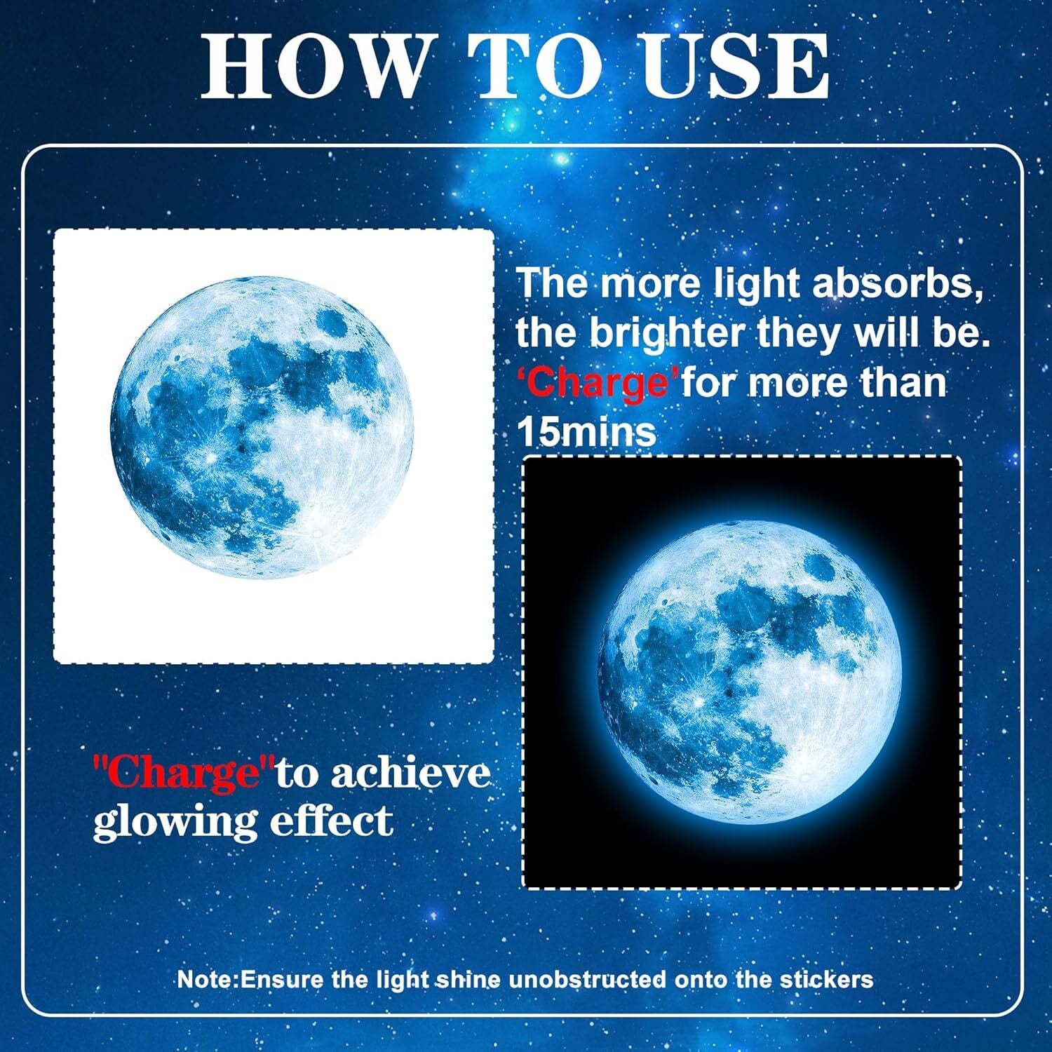Glow in the Dark Stars & Moon  Galaxy Wall Stickers