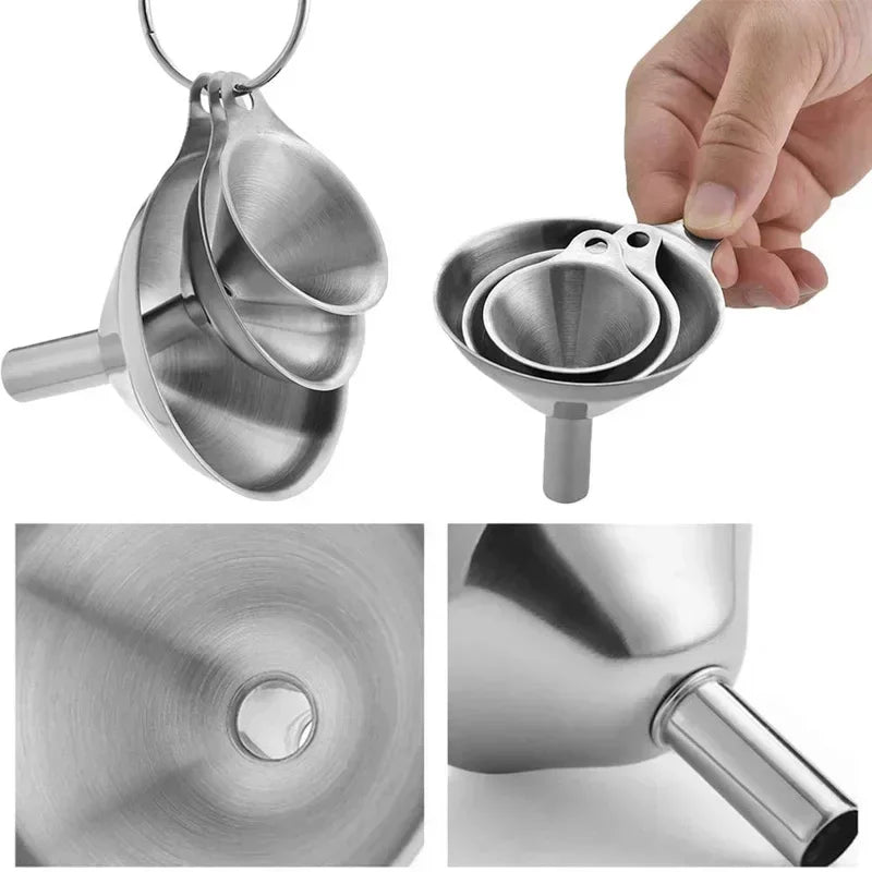 3/5 Pcs Stainless Steel Kitchen Funnels Set Food Grade Metal for Filling Bottles
