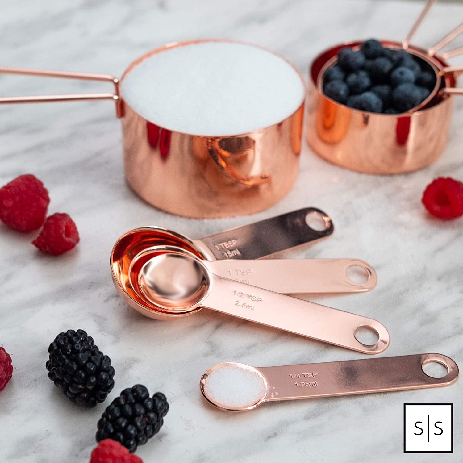 Copper Measuring & Spoons Set – 8-Piece Stainless Steel Kitchen Utensils