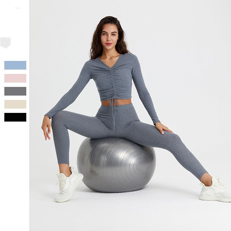 Breathable Stretch Running Fitness Suit Long-Sleeved Two-Piece Set