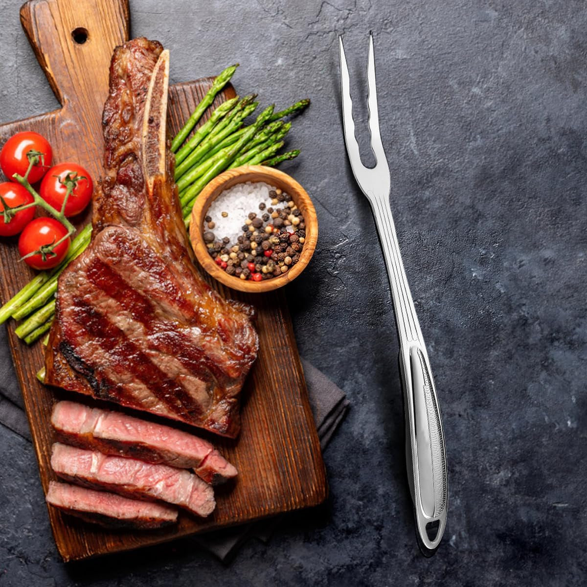 Meat Fork, Heavy Duty Stainless Steel Carving Cooking Fork, Grill Serving Fork for Slicing & Serving Roasts, Turkey, BBQ