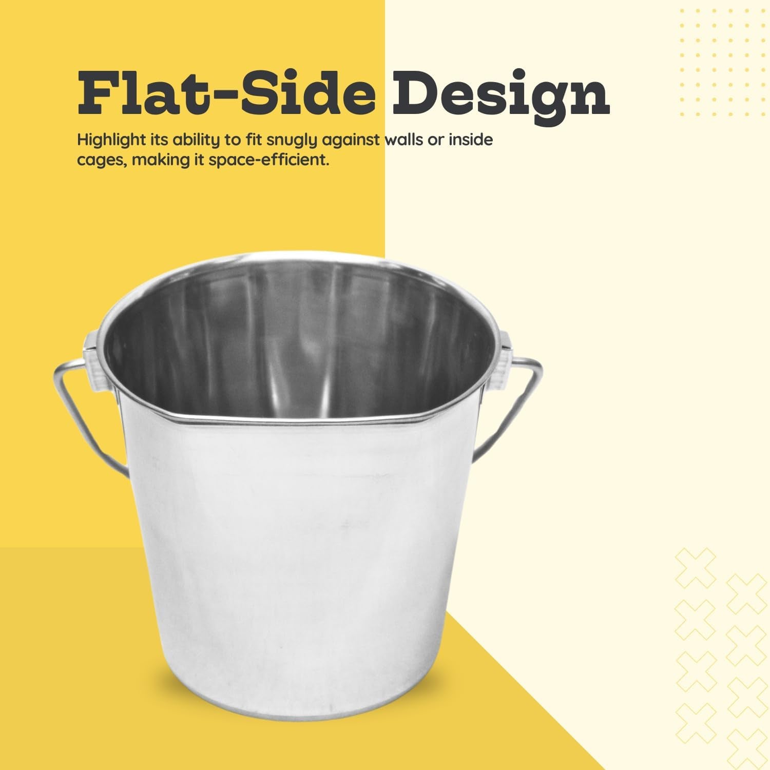 2 Quart Stainless Steel Flat Side Bucket Heavy Duty Multipurpose Bucket