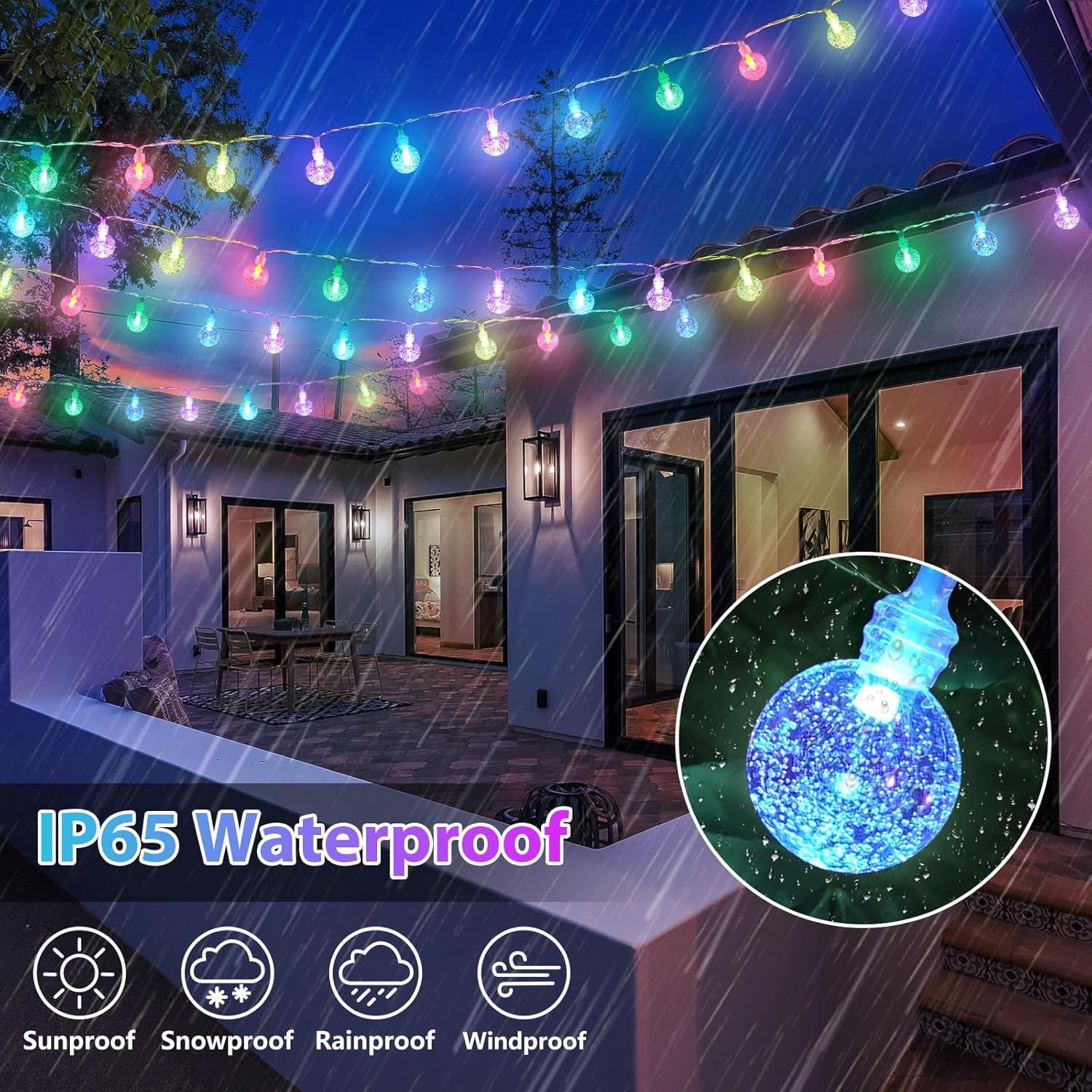 Color Changing Indoor String Light USB Plug, 16.5Ft 50 Leds Crystal Globe Fairy Lights