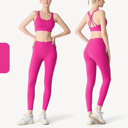2 Piece Yoga Clothes Women'S Tracksuit Athletic Wear Pilates Fitness Suit Gym Workout Push up Clothes Sports Bra Leggings Suit