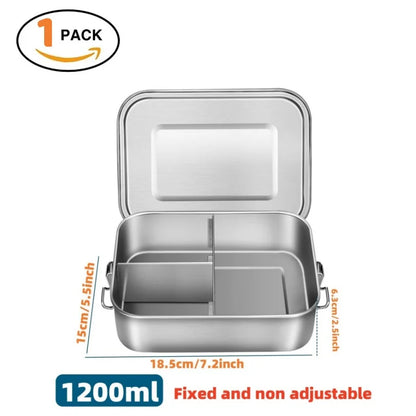Bento Lunch Box Adults, Stainless Steel Airtight Lunchbox Food Taper Meal Prep, BPA-Free