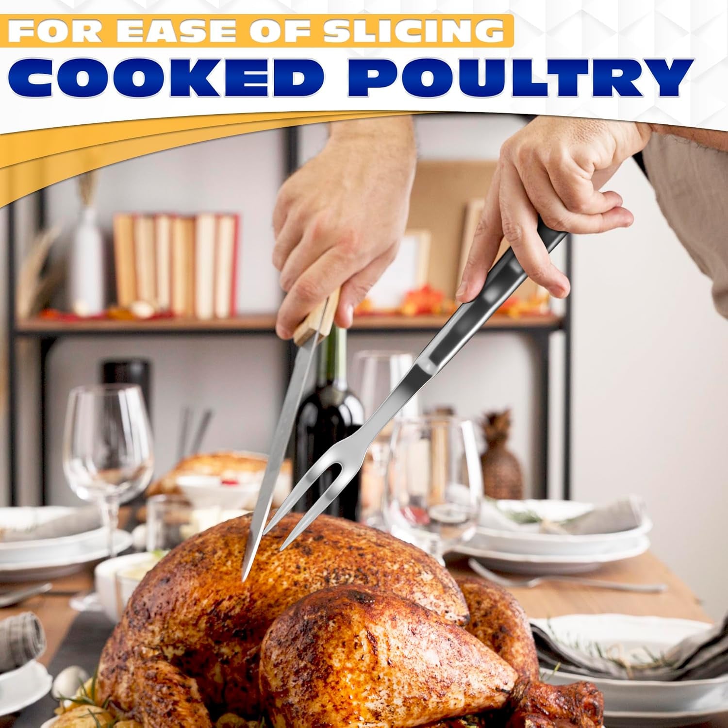 Meat Fork 2 Prongs – Carving Fork 11″ Stainless Steel Two-Prong with Polished Surface & Ergonomic Handle