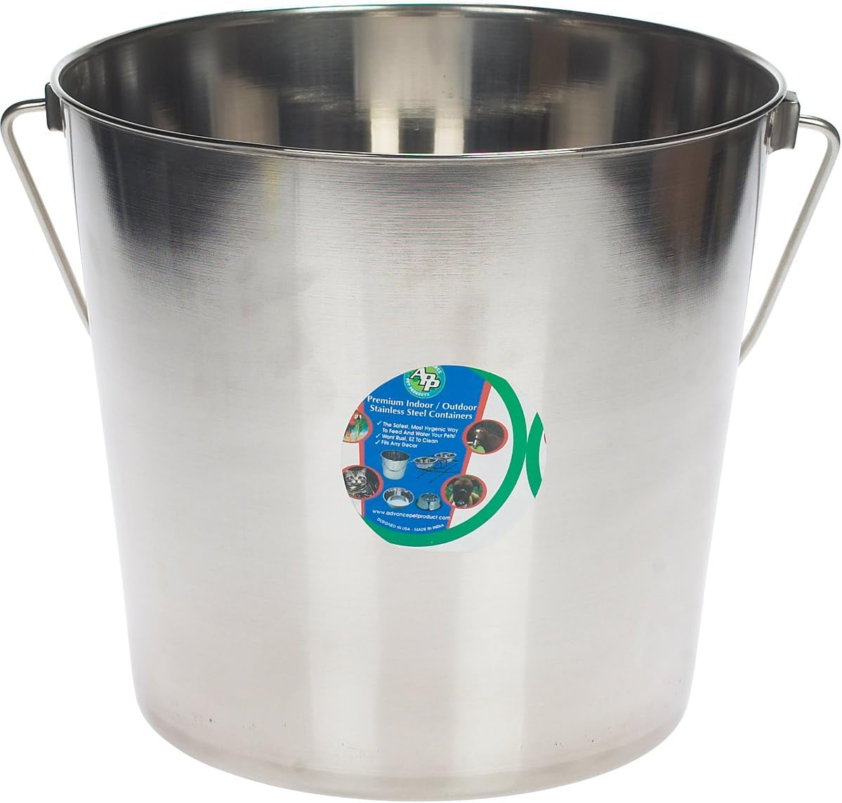 Heavy Duty Stainless Steel Pet Bucket 16 Quart (4 Gallon) - Rust Resistant Dishwasher Safe