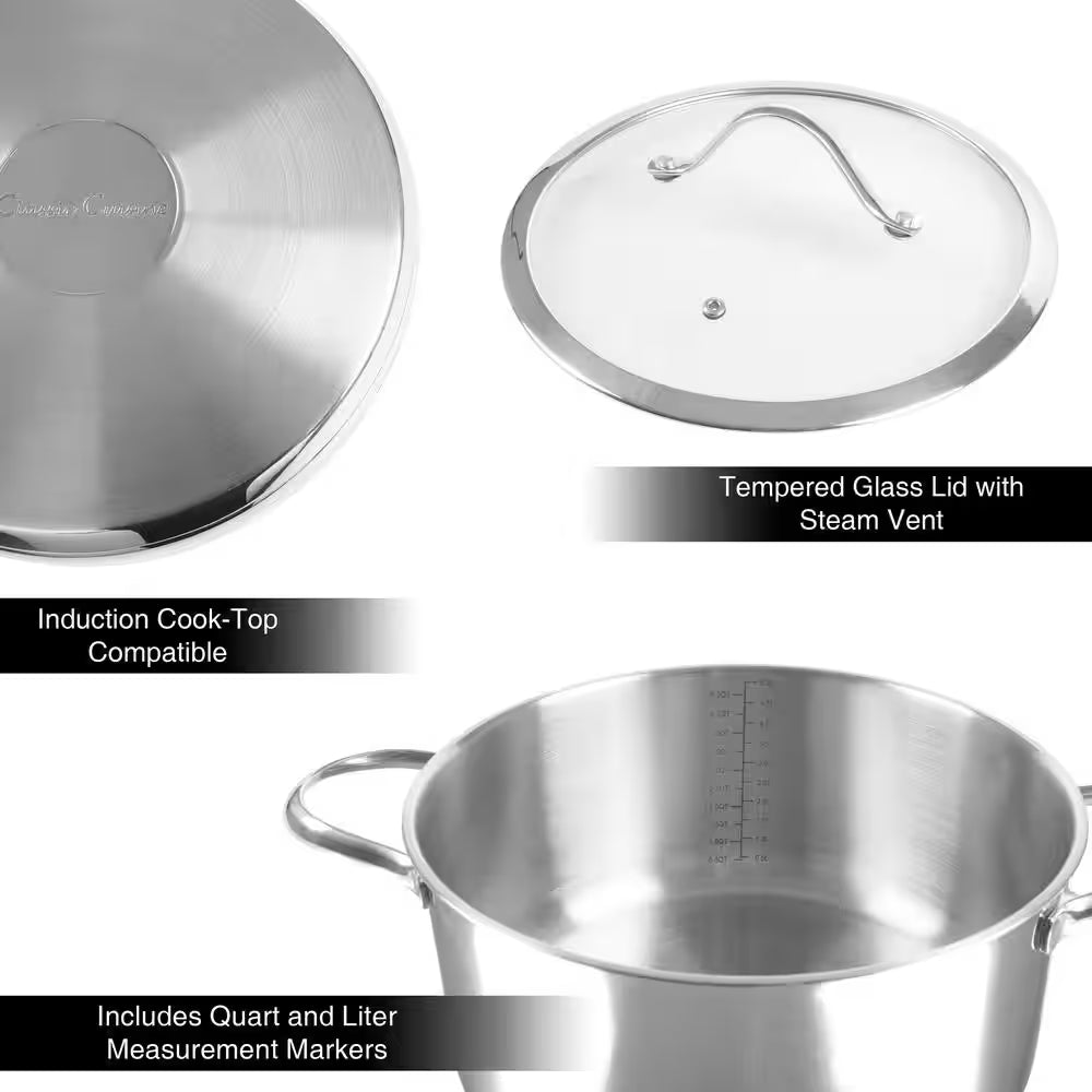 6 Qt. Stainless Steel Stock Pot with Glass Lid