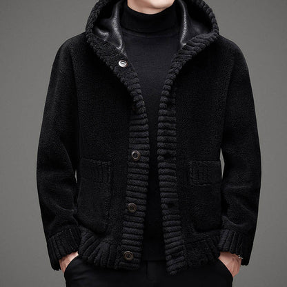 Fur - integrated Double - sided Cashmere Hooded Jacket - Alpaca House