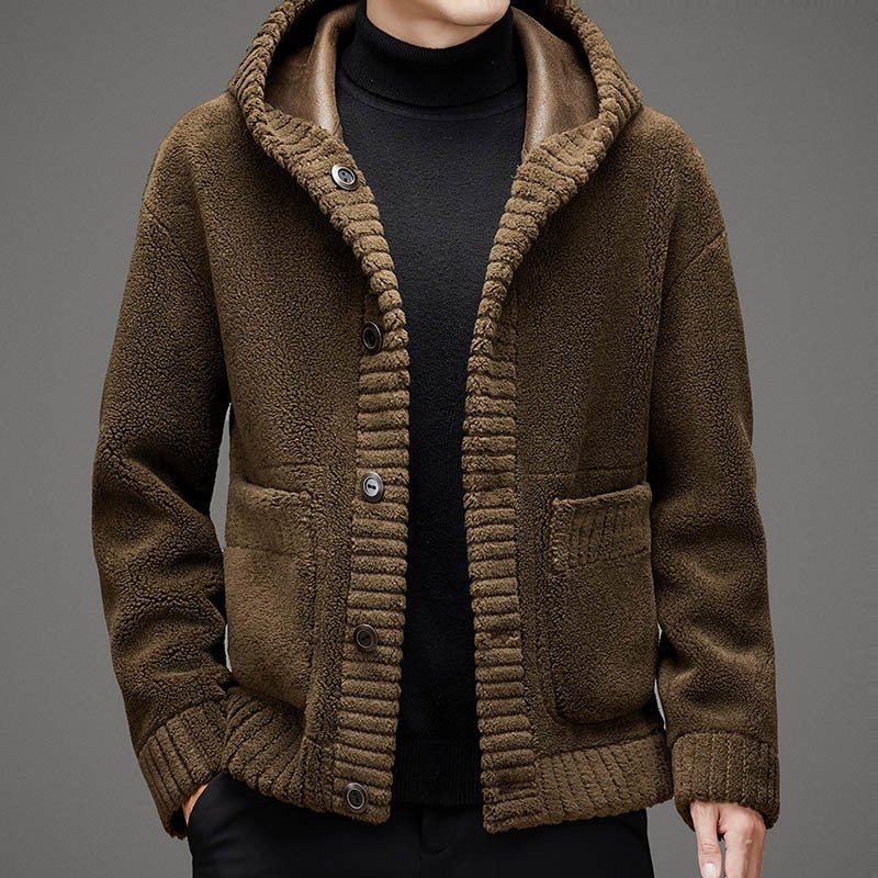 Fur - integrated Double - sided Cashmere Hooded Jacket - Alpaca House