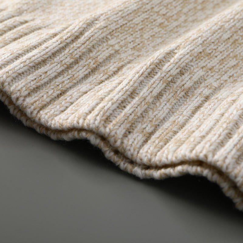 Half high neck zipper thick wool sweater men - Alpaca House