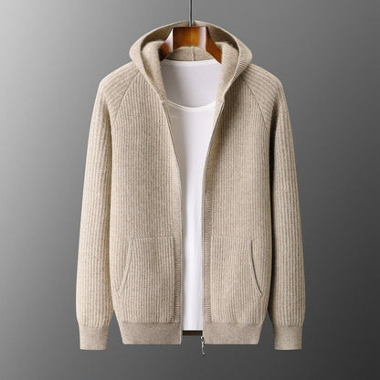 Hooded Cardigan Men's Thick Wool Jacket Loose Casual - Alpaca House