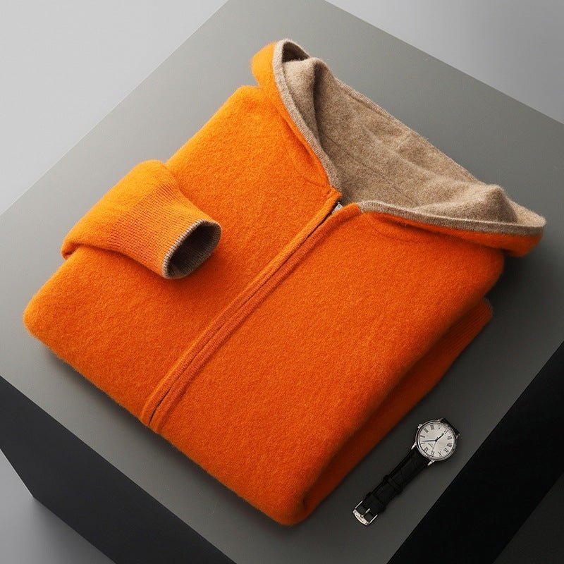 Hooded Cardigan Men's Thick Wool Jacket Loose Casual - Alpaca House