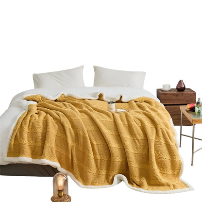 Lambswool & Cotton Knit Blanket Thick, Luxurious Warmth for Cozy Comfort - Alpaca House