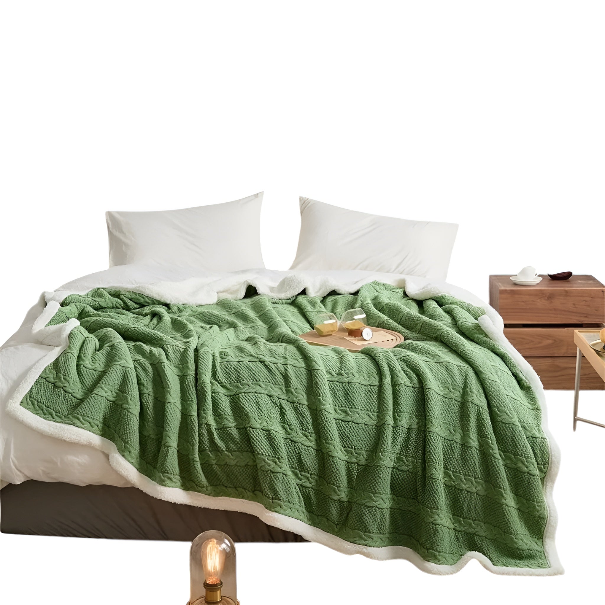 Lambswool & Cotton Knit Blanket Thick, Luxurious Warmth for Cozy Comfort - Alpaca House