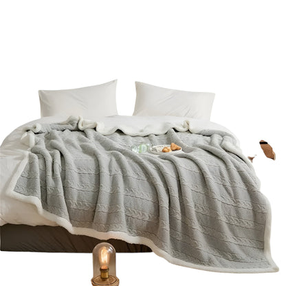 Lambswool & Cotton Knit Blanket Thick, Luxurious Warmth for Cozy Comfort - Alpaca House