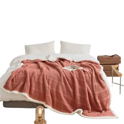 Lambswool & Cotton Knit Blanket Thick, Luxurious Warmth for Cozy Comfort - Alpaca House