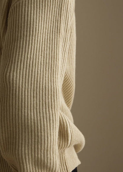 Lazy And Versatile Wool Turtleneck Half Loose Zip Sweater - Alpaca House