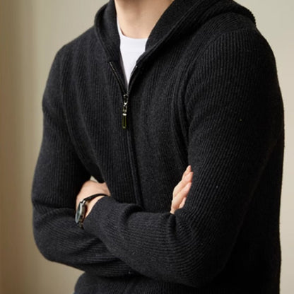 Men's 100 Pure Wool Hooded Cardigan New Autumn And Winter Sweaters - Alpaca House