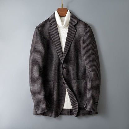 Men's Double - sided Wool Jacket Striped Suit Jacket - Alpaca House