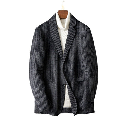 Men's Double - sided Wool Jacket Striped Suit Jacket - Alpaca House