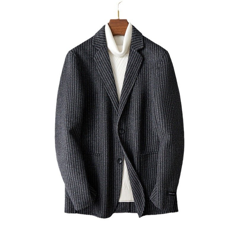 Men's Double - sided Wool Jacket Striped Suit Jacket - Alpaca House