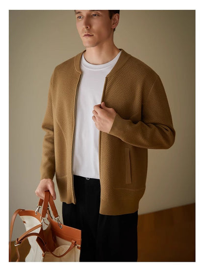 Men's Loose Casual Wool Knit Cardigan Jacket - Alpaca House