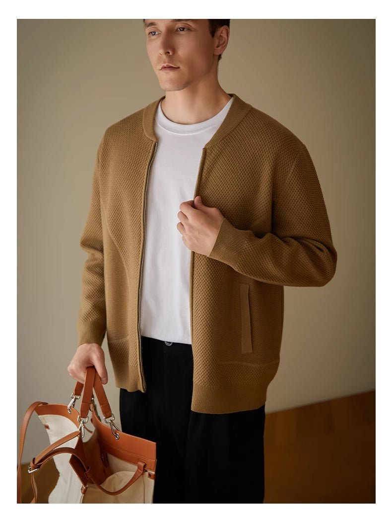 Men's Loose Casual Wool Knit Cardigan Jacket - Alpaca House