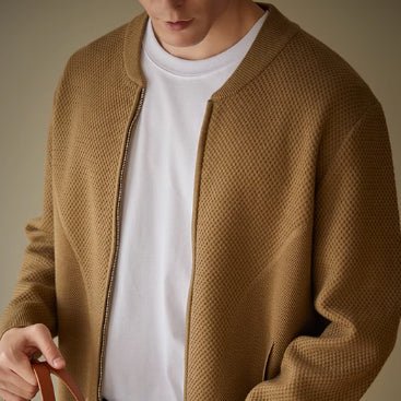 Men's Loose Casual Wool Knit Cardigan Jacket - Alpaca House